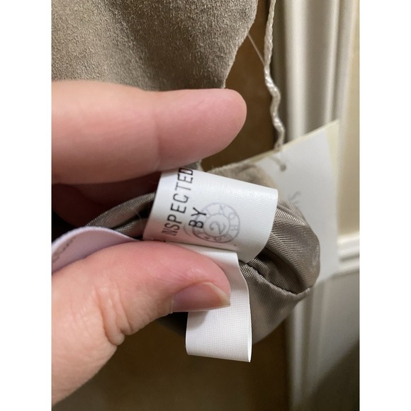 Vintage SUSAN BRISTOL Suede Leather Skirt Vest 2 pc Set Lined Zip Beige 18 & 20 - Picture 10 of 16